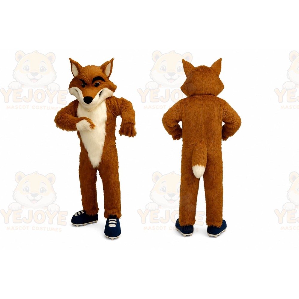 Brown Fox Mascot Costume with Custom Logo