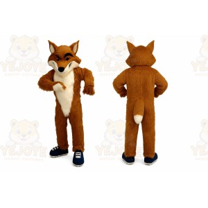 Brown Fox Mascot Costume with Custom Logo