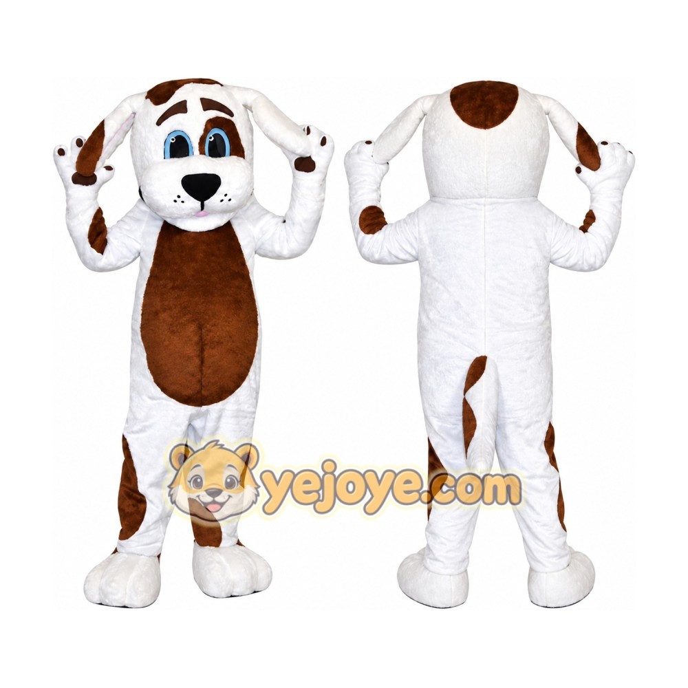 White Dog Mascot Costume with Custom Logo