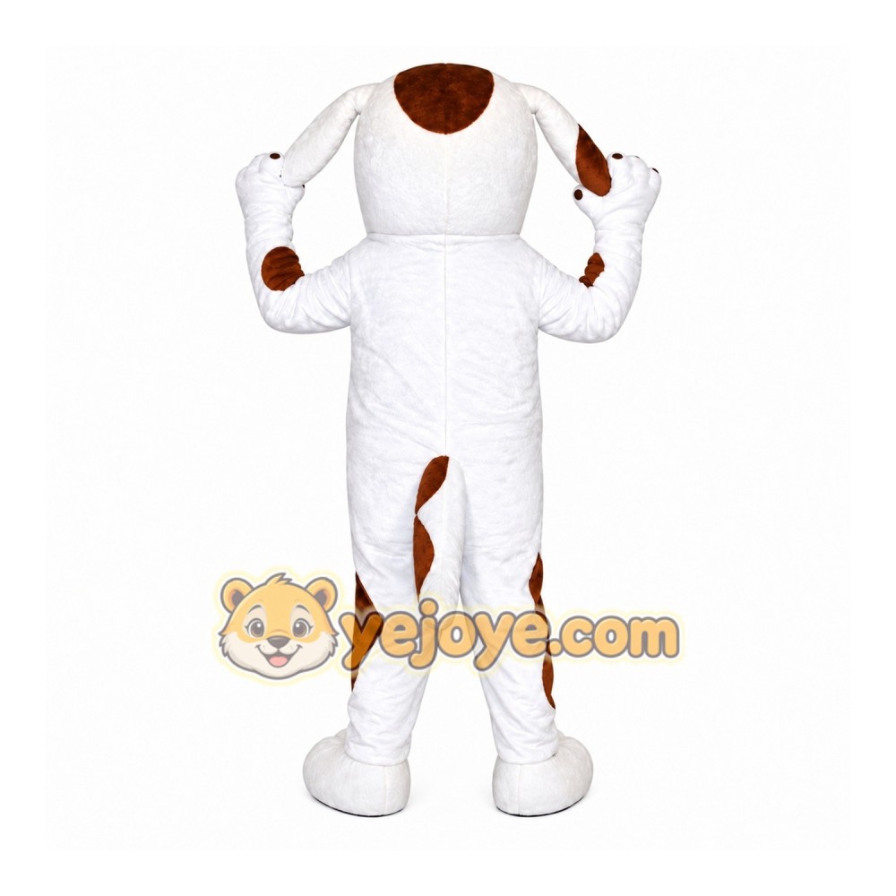 White Dog Mascot Costume with Custom Logo