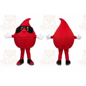 Red Drop Mascot Costume with Custom Logo