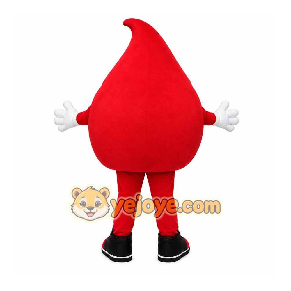 Red Drop Mascot Costume with Custom Logo