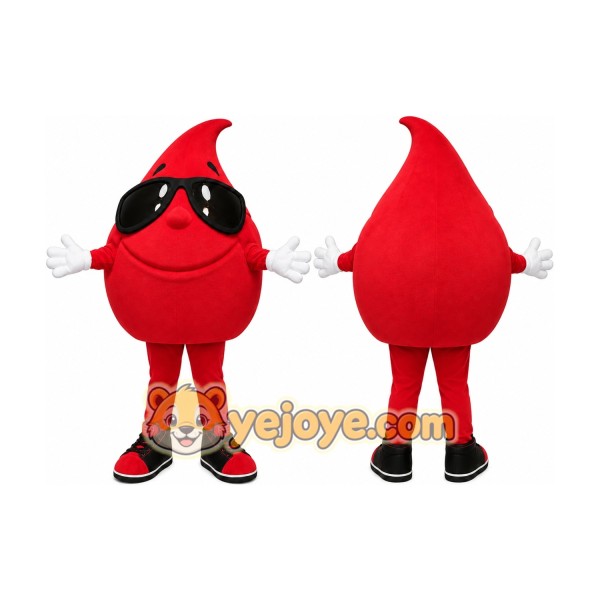 Red Drop Mascot Costume with Custom Logo