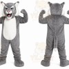 Gray Cougar Mascot Costume with Custom Logo