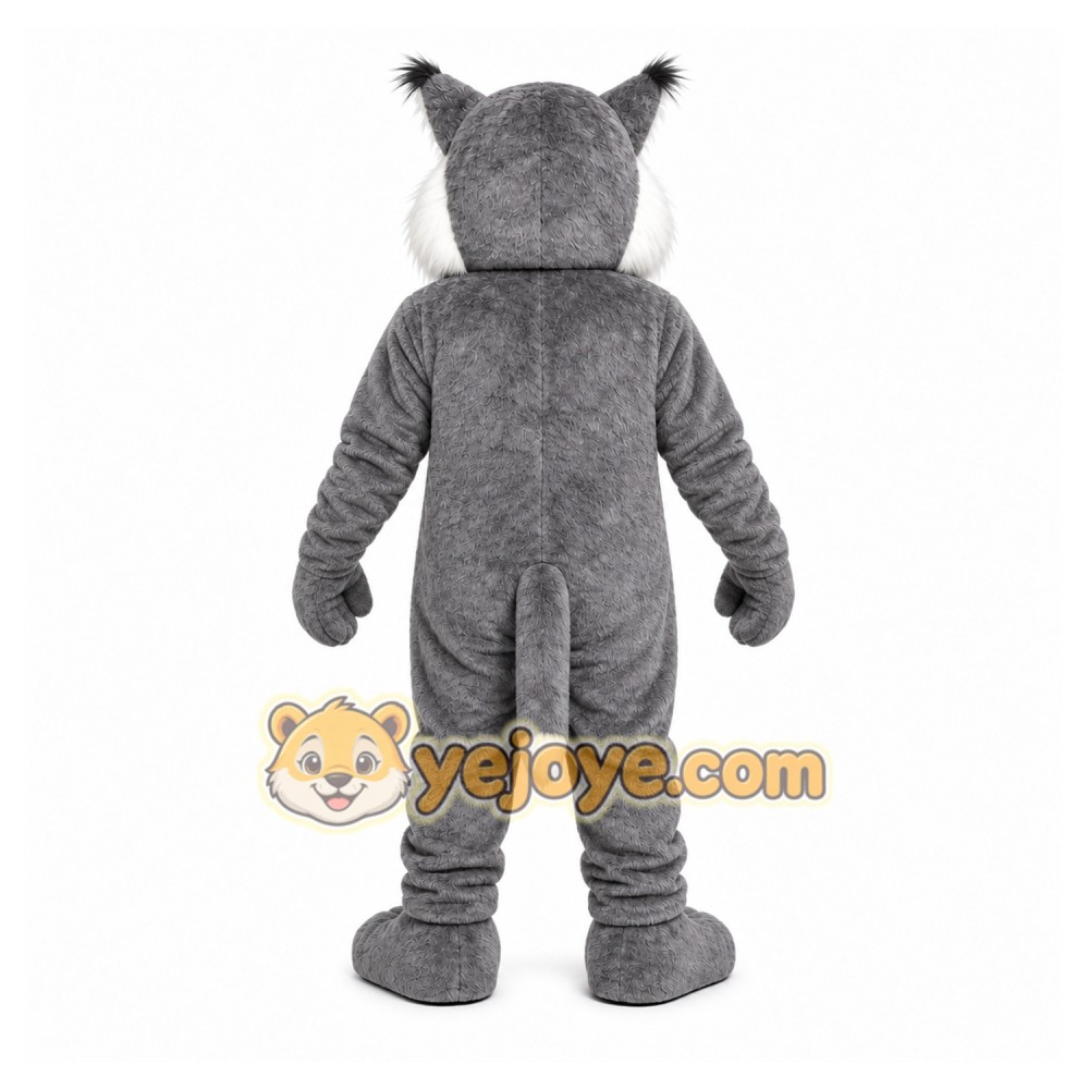 Gray Lynx Mascot Costume with Custom Logo Gray Lynx Mascot Costume with Custom Logo