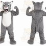 Gray Cougar Mascot Costume with Custom Logo