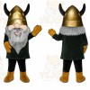 Black Viking Mascot Costume with Custom Logo