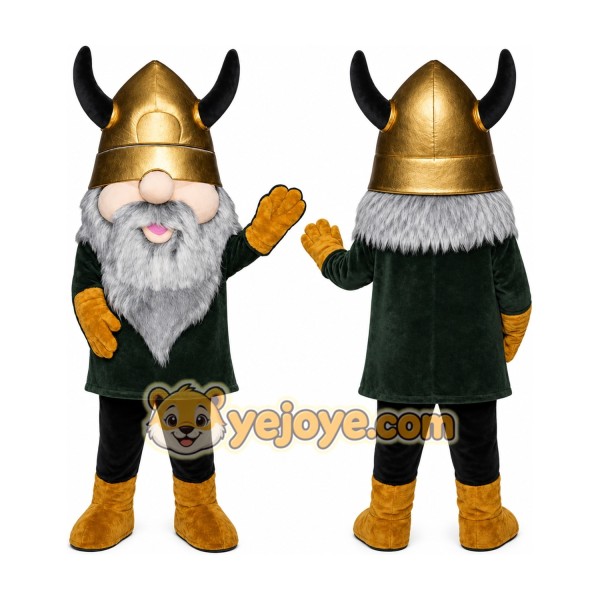Black Viking Mascot Costume with Custom Logo