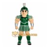 Green Roman Warrior Mascot Costume with Custom Logo