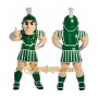 Green Roman Warrior Mascot Costume with Custom Logo