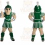 Green Roman Warrior Mascot Costume with Custom Logo