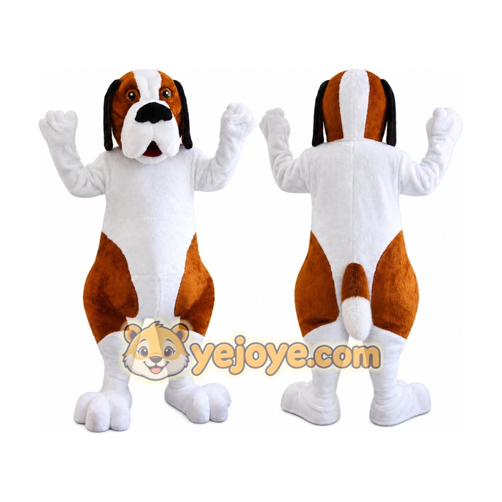 White Dog Mascot Costume with Custom Logo White Dog Mascot Costume with Custom Logo