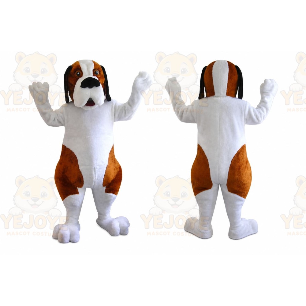 White Dog Mascot Costume with Custom Logo