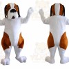 White Dog Mascot Costume with Custom Logo