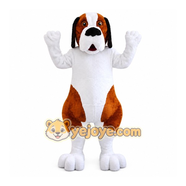 White Dog Mascot Costume with Custom Logo White Dog Mascot Costume with Custom Logo