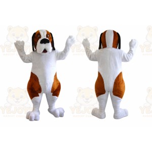 White Dog Mascot Costume with Custom Logo