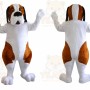 White Dog Mascot Costume with Custom Logo