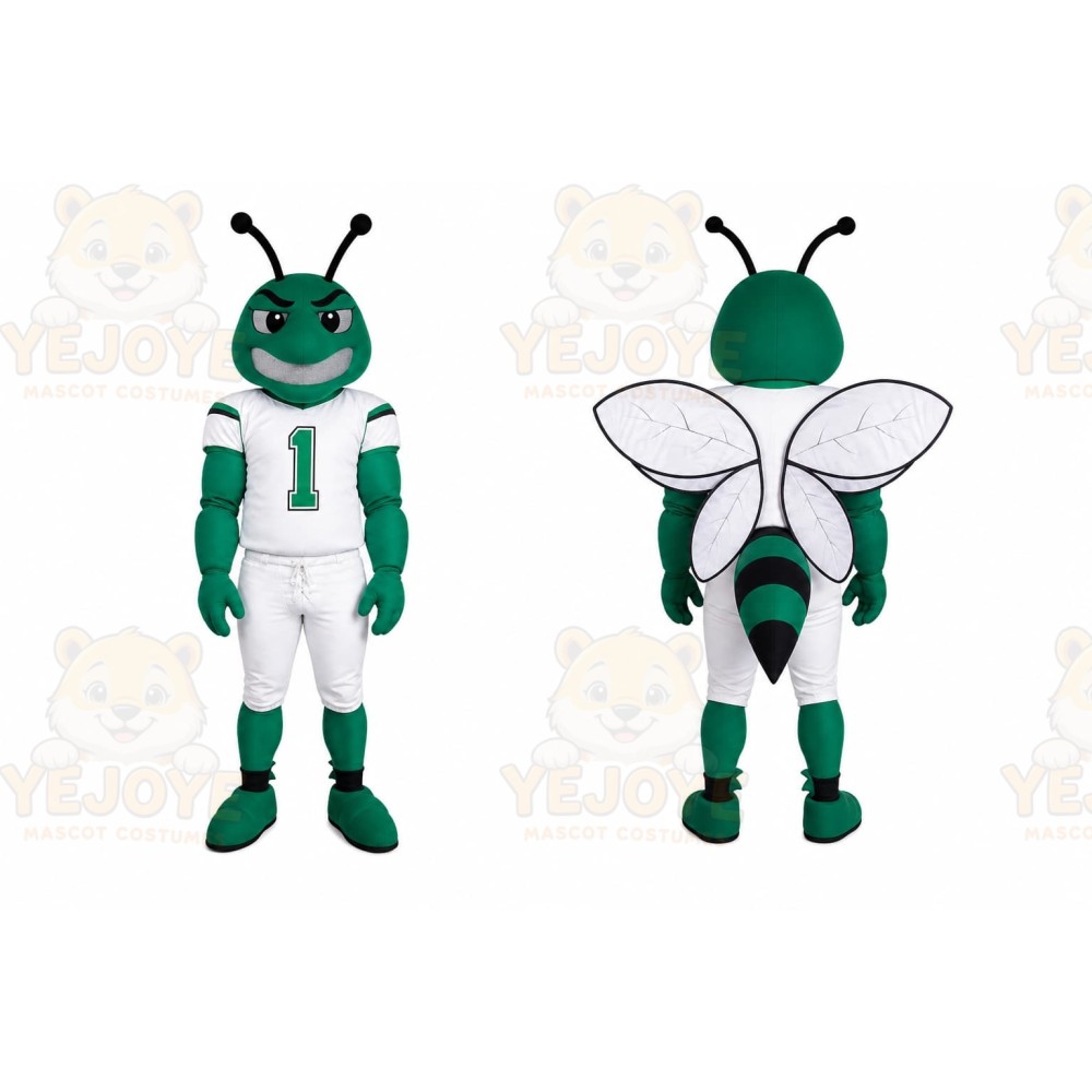 Green Insect Mascot Costume with Custom Logo