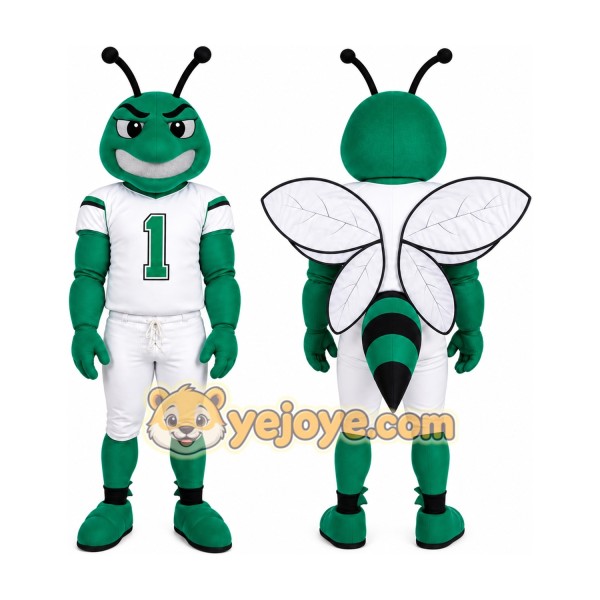 Green Insect Mascot Costume with Custom Logo