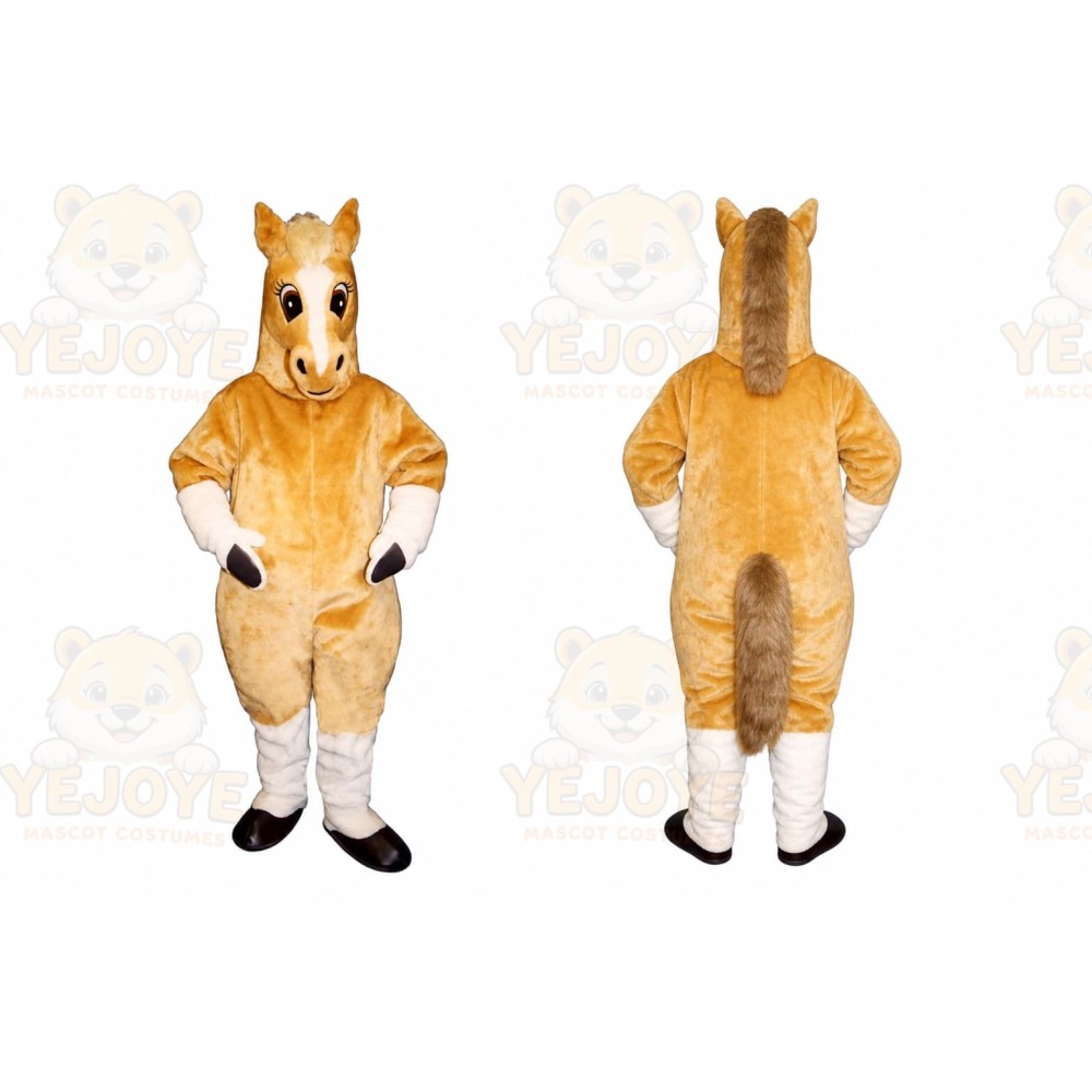Brown Horse Mascot Costume with Custom Logo