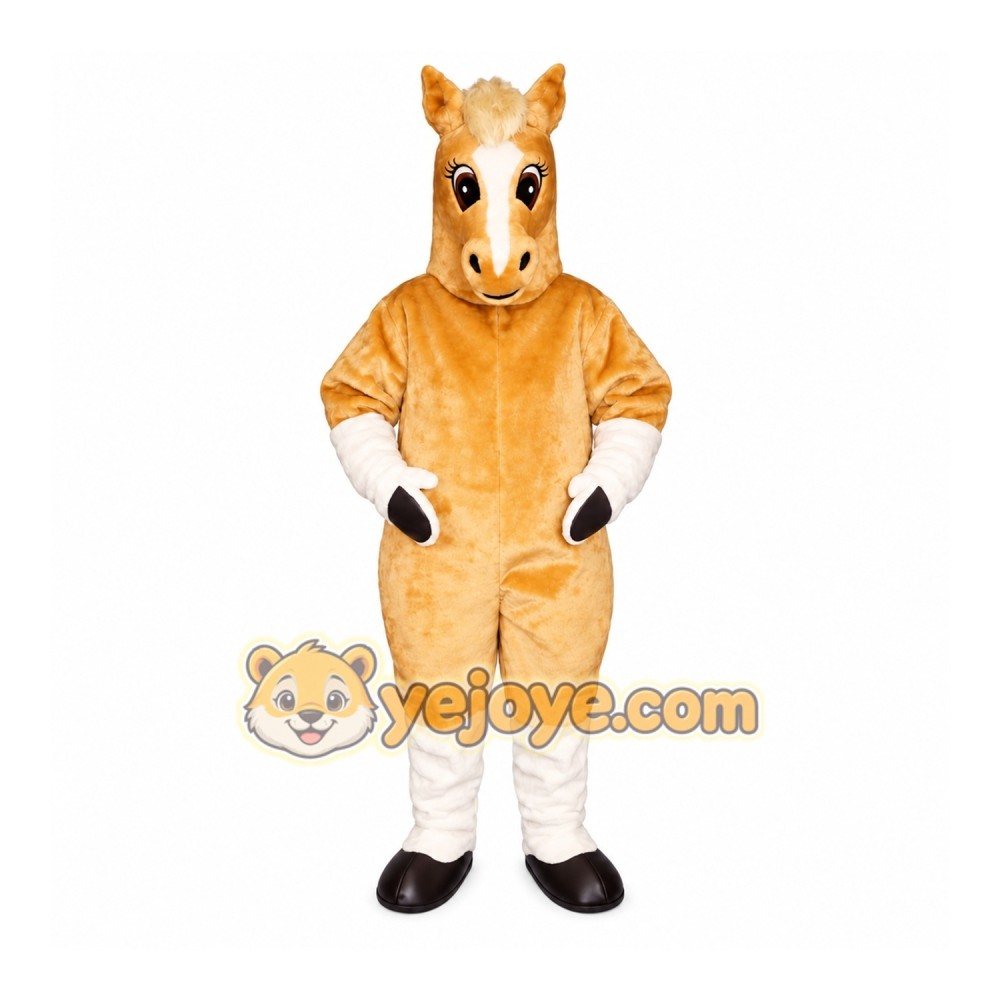 Brown Horse Mascot Costume with Custom Logo