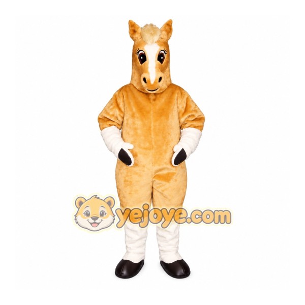 Brown Horse Mascot Costume with Custom Logo