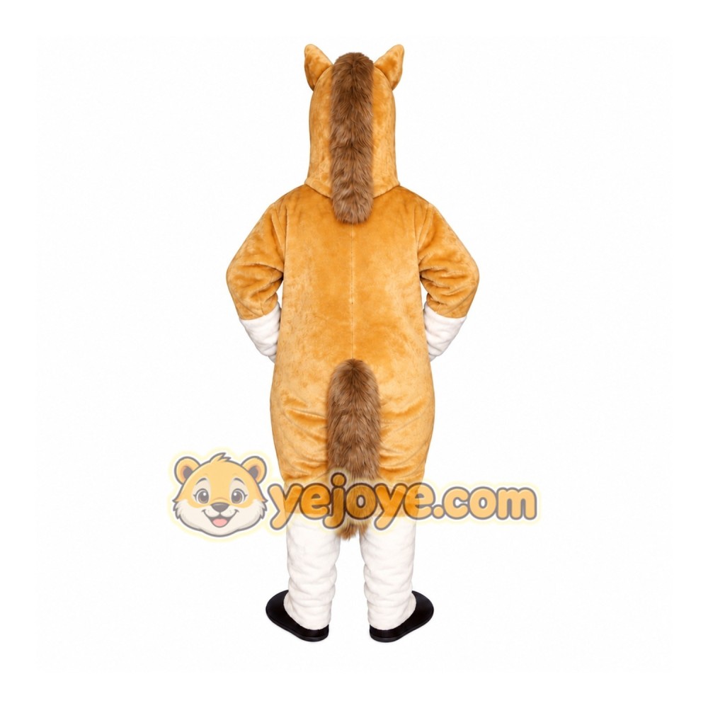 Brown Horse Mascot Costume with Custom Logo