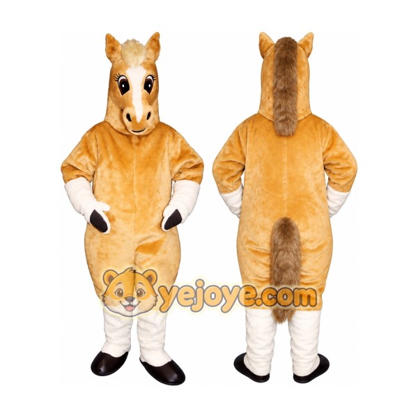 Brown Horse Mascot Costume with Custom Logo