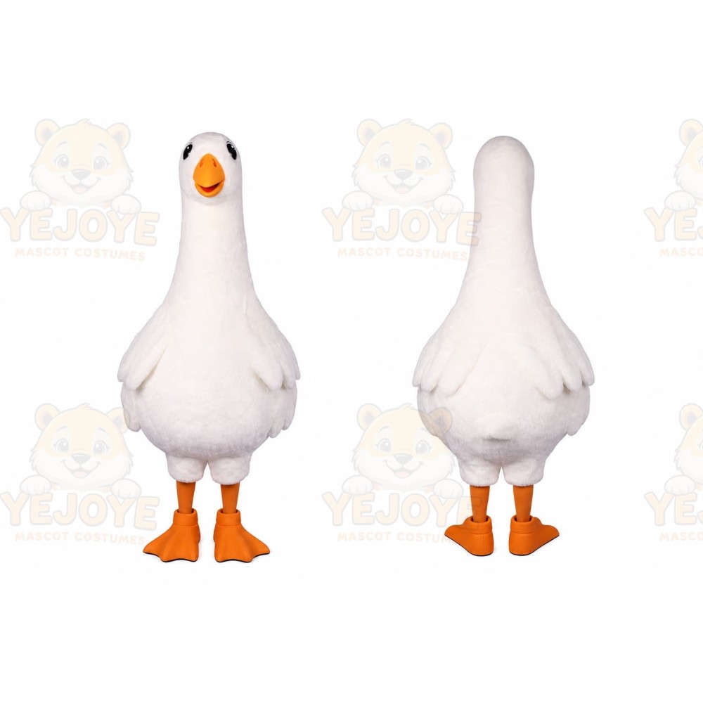 White Bird Mascot Costume with Custom Logo