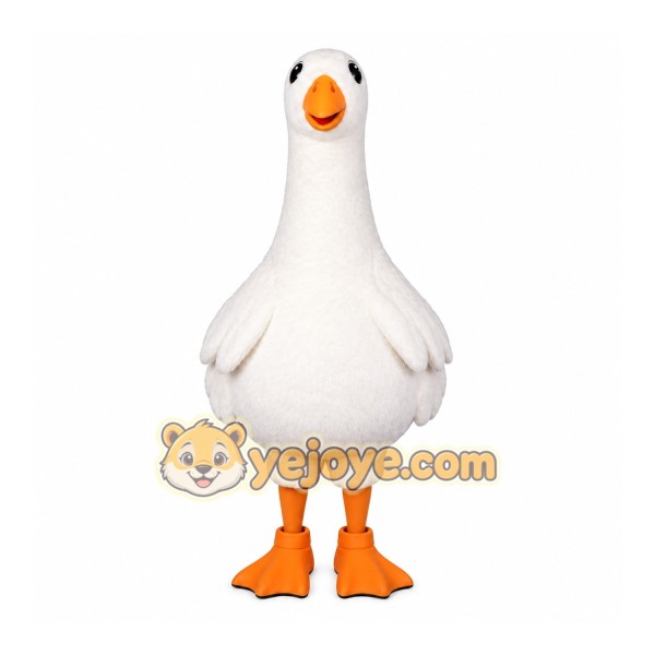 White Bird Mascot Costume with Custom Logo