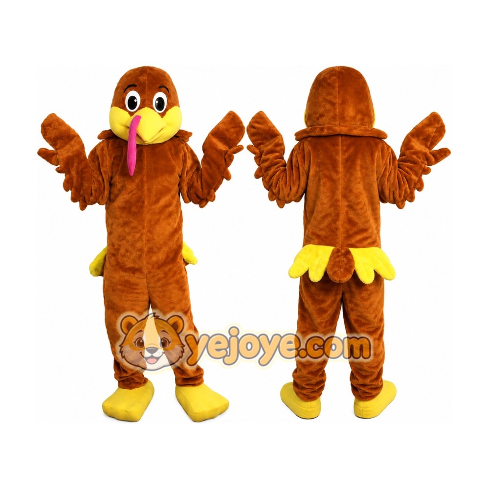 Brown Bird Mascot Costume with Custom Logo