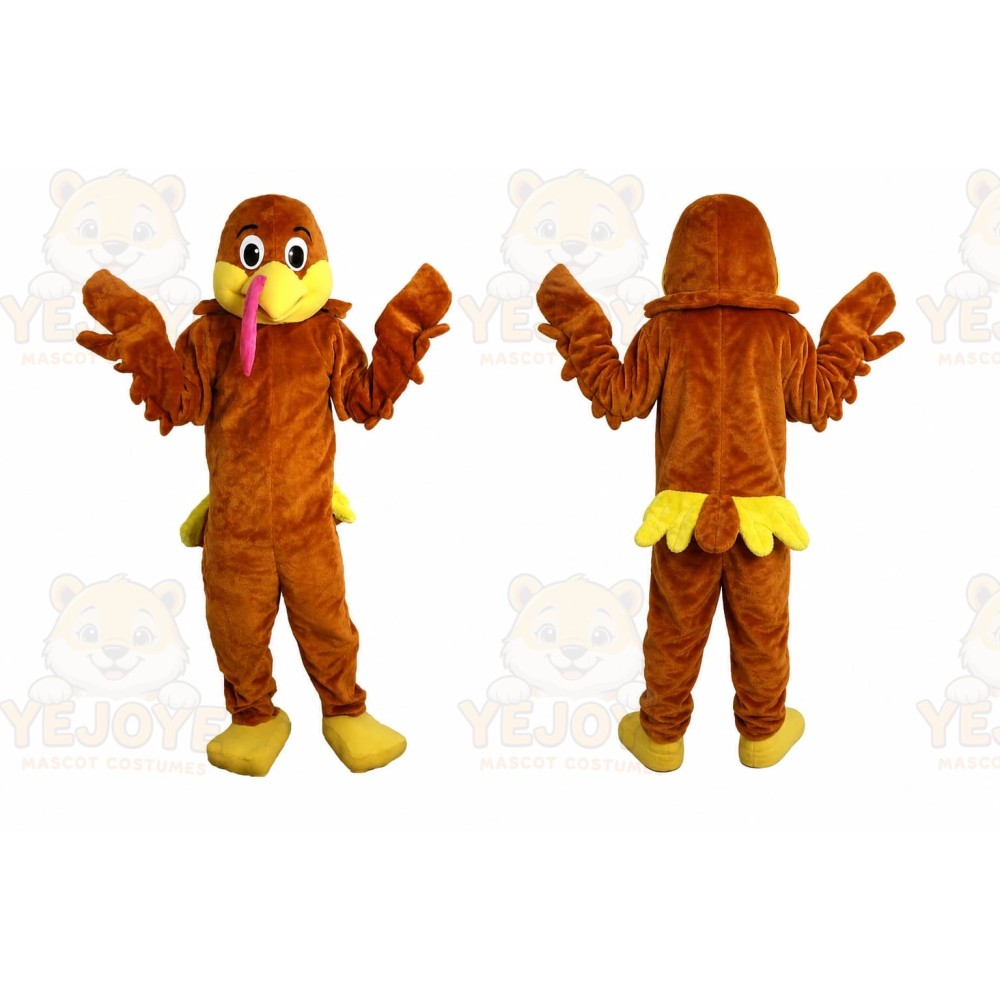 Brown Bird Mascot Costume with Custom Logo