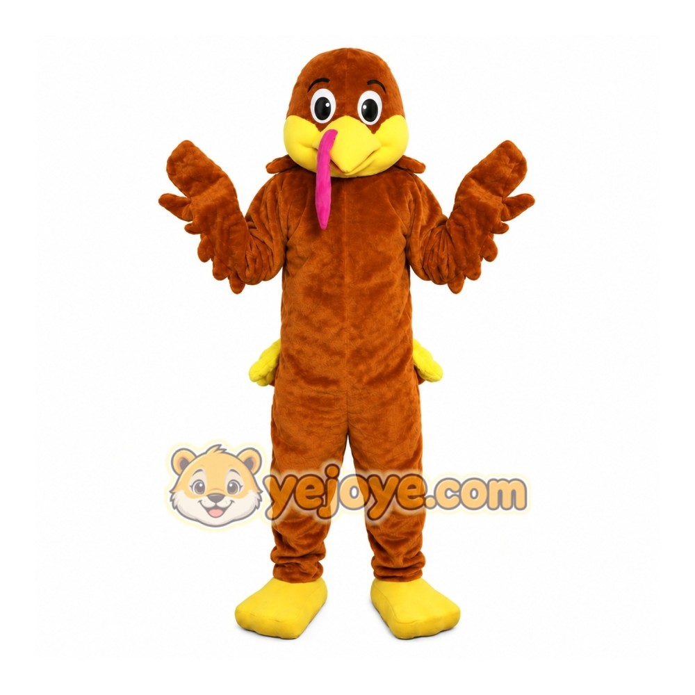 Brown Bird Mascot Costume with Custom Logo
