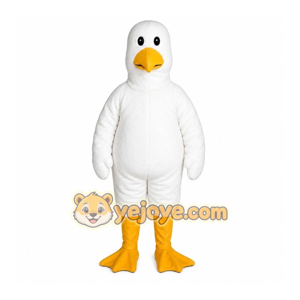 White Bird Mascot Costume with Custom Logo