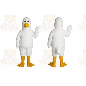 White Bird Mascot Costume with Custom Logo