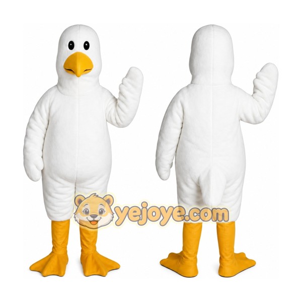 White Bird Mascot Costume with Custom Logo