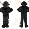Black Bull Mascot Costume with Custom Logo