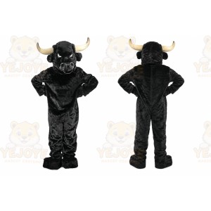 Black Bull Mascot Costume with Custom Logo