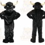 Black Bull Mascot Costume with Custom Logo