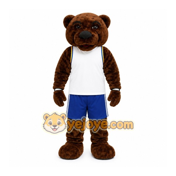 Brown Bear Mascot Costume with Custom Logo