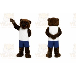 Brown Bear Mascot Costume with Custom Logo
