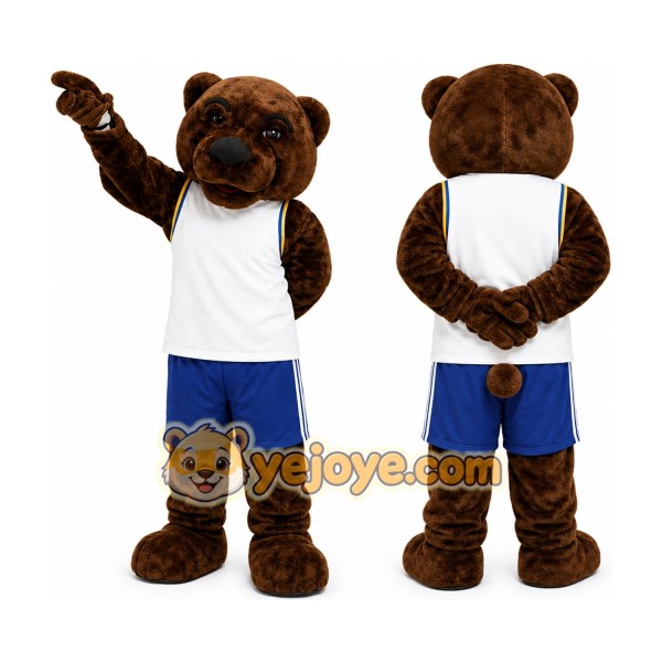 Brown Bear Mascot Costume with Custom Logo