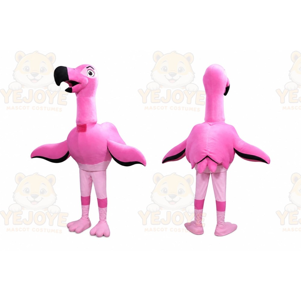 Pink Flamingo Mascot Costume with Custom Logo