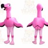 Pink Flamingo Mascot Costume with Custom Logo