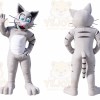 Gray Cat Mascot Costume with Custom Logo