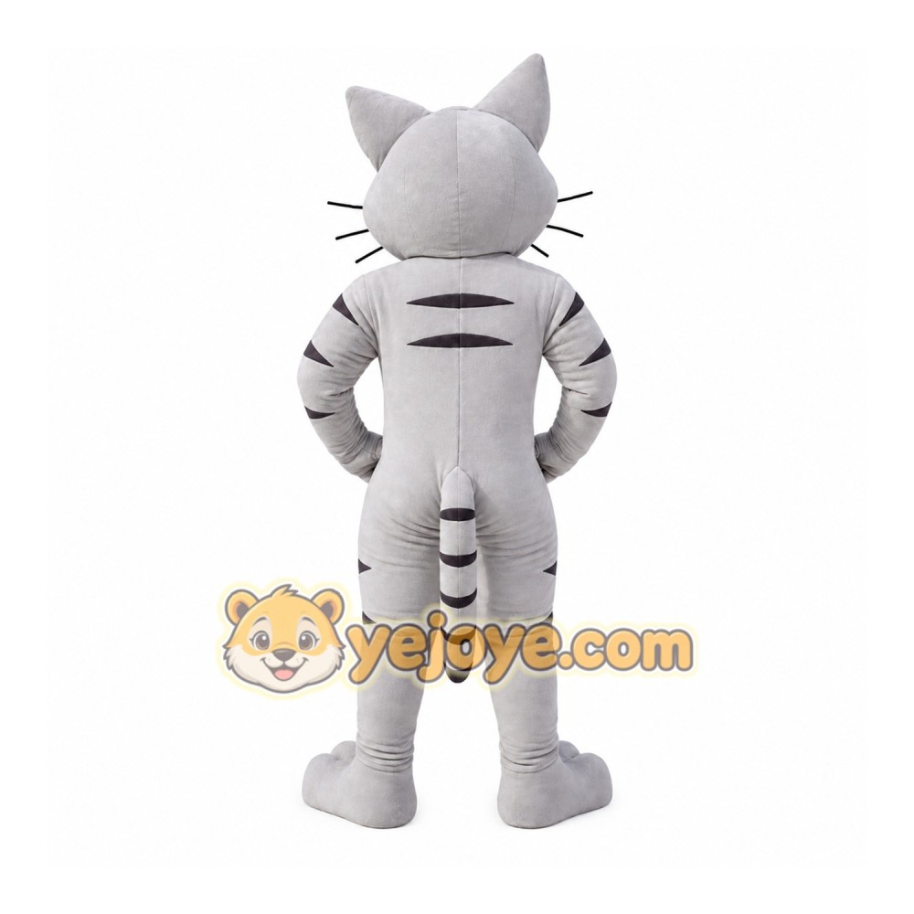 Gray Cat Mascot Costume with Custom Logo Gray Cat Mascot Costume with Custom Logo