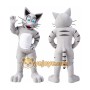 Gray Cat Mascot Costume with Custom Logo