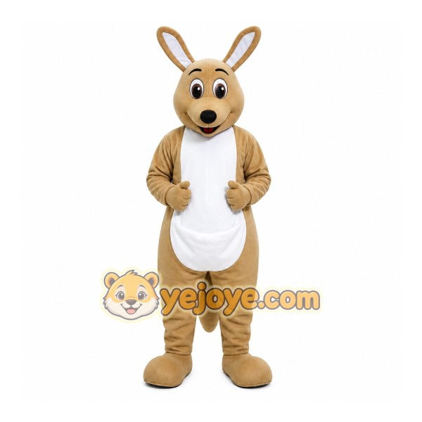 Tan Kangaroo Mascot Costume with Custom Logo