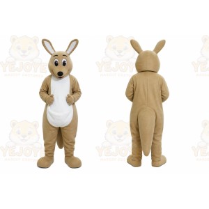 Tan Kangaroo Mascot Costume with Custom Logo