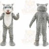 Gray Tiger Mascot Costume with Custom Logo